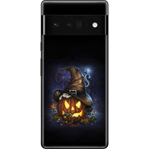 Halloween Cat and Jack O Lantern Pumpkin by Sarah Richter Google Pixel 6 Pro Skin